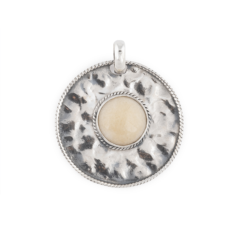 21A (2) Pendente prata oxidada e marfim vegetal - Image 1