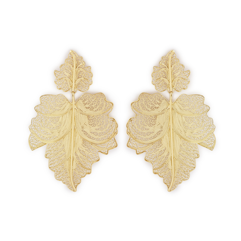 05A Brincos prata dourada Roots M (Filigree) - Image 1