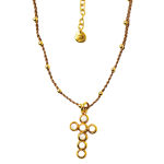 Colar fio entrançado com peças douradas e pedras naturais Zenda