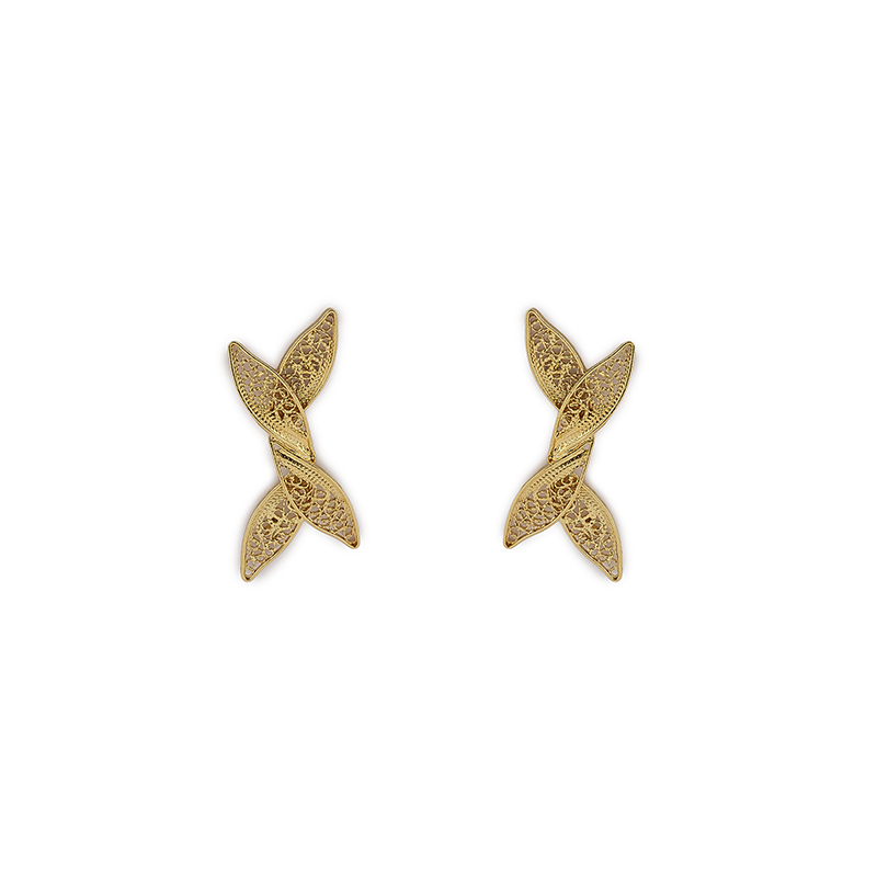 10A Brincos prata dourada Twist and Turn (Filigree Collection) - Image 1