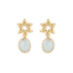 Brincos prata dourada Star II (agua marinha)