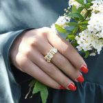 Anel prata dourada com cristais brancos (Daisy collection) - Image 2