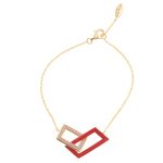 Pulseira prata dourada Color Block (rosa)