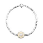 Pulseira prata oxidada e marfim vegetal Memories (coração)