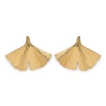 Brincos prata dourada Ginkgo Biloba (5,0cm)