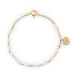 Pulseira prata dourada com pérolas (mãe)