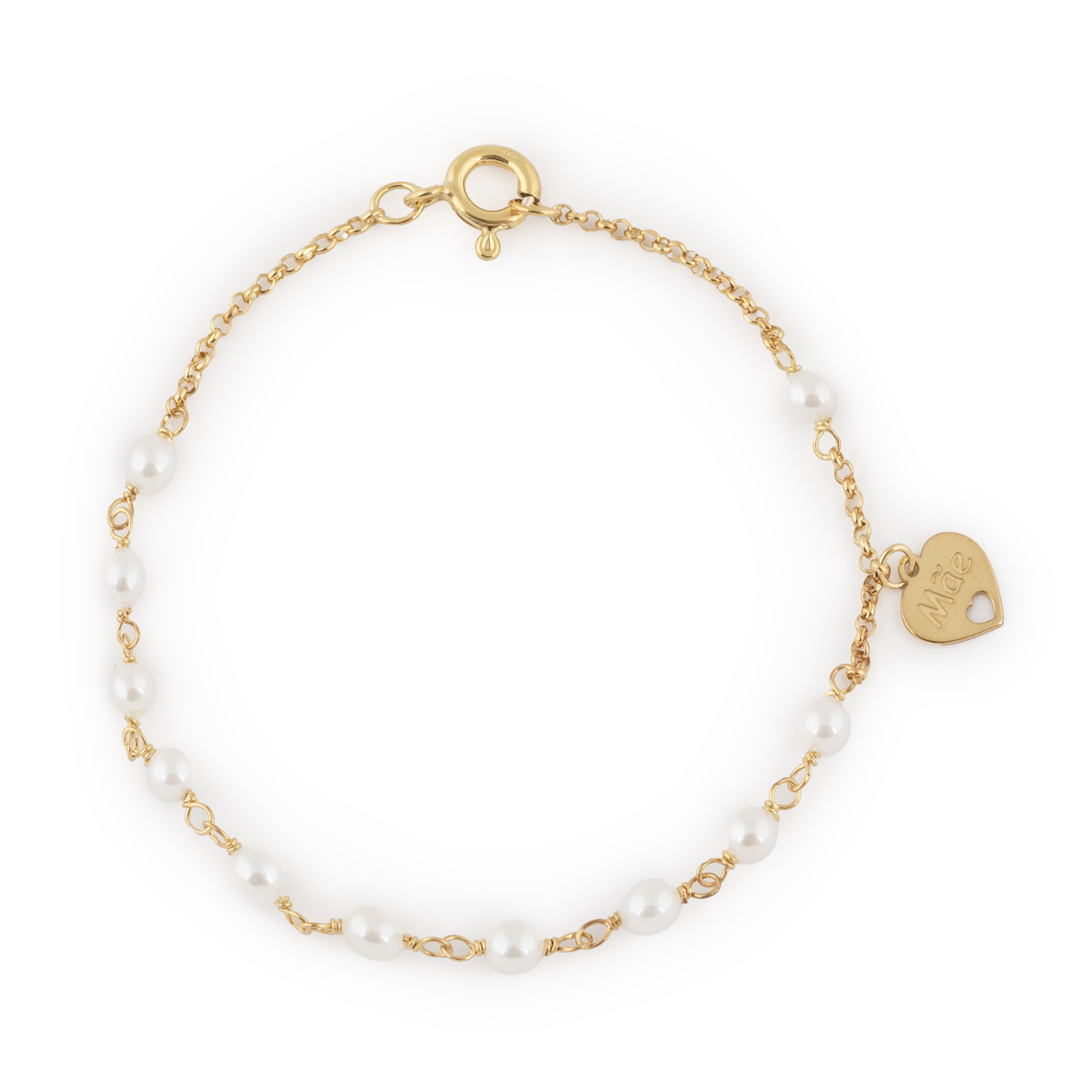 267 Pulseira prata dourada com pérolas (mãe) - Image 1