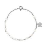 Pulseira prata clara com pérolas (mãe)