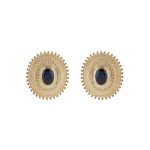 Brincos prata dourada Etrusco (Safira)