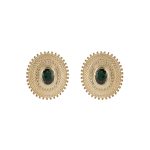 Brincos prata dourada Etrusco (Esmeralda)