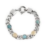 Pulseira prata oxidada e ouro 9kilates Mixed (kyanite)