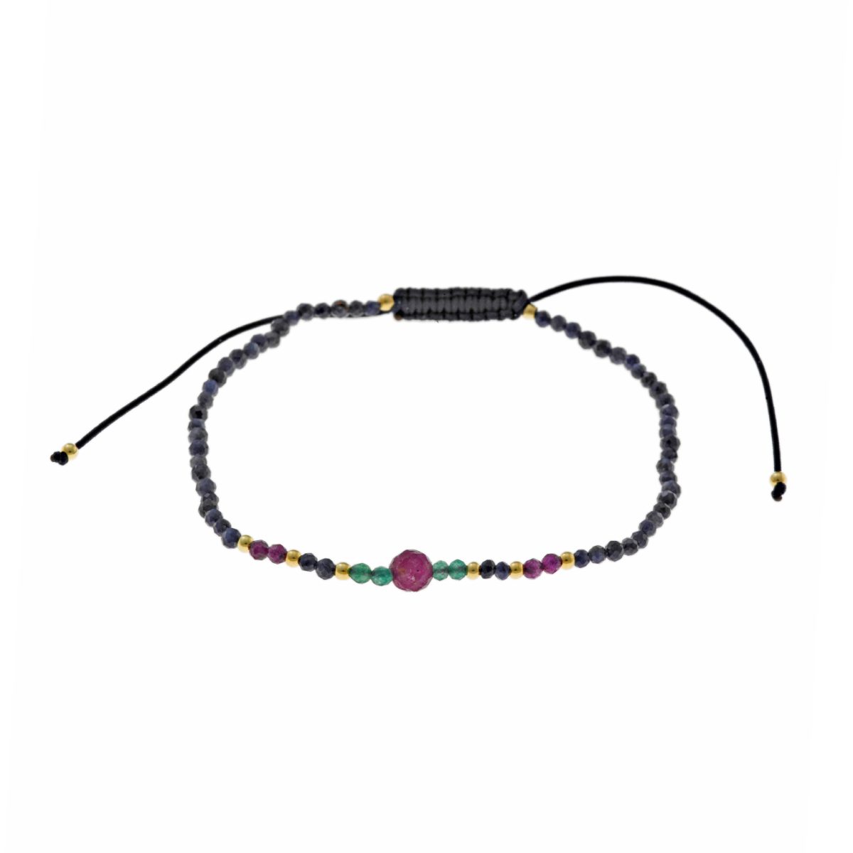 Pulseira prata dourada com safiras, rubis e esmeraldas - Image 1