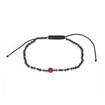 Pulseira prata dourada com safiras, rubis e esmeraldas