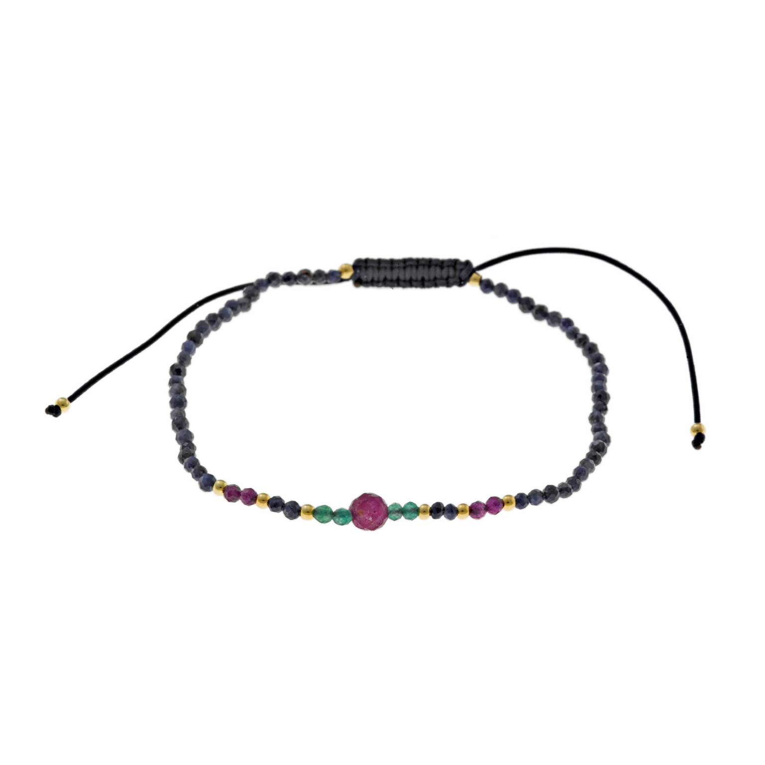 242P0024 Pulseira prata dourada com safiras, rubis e esmeraldas - Image 1