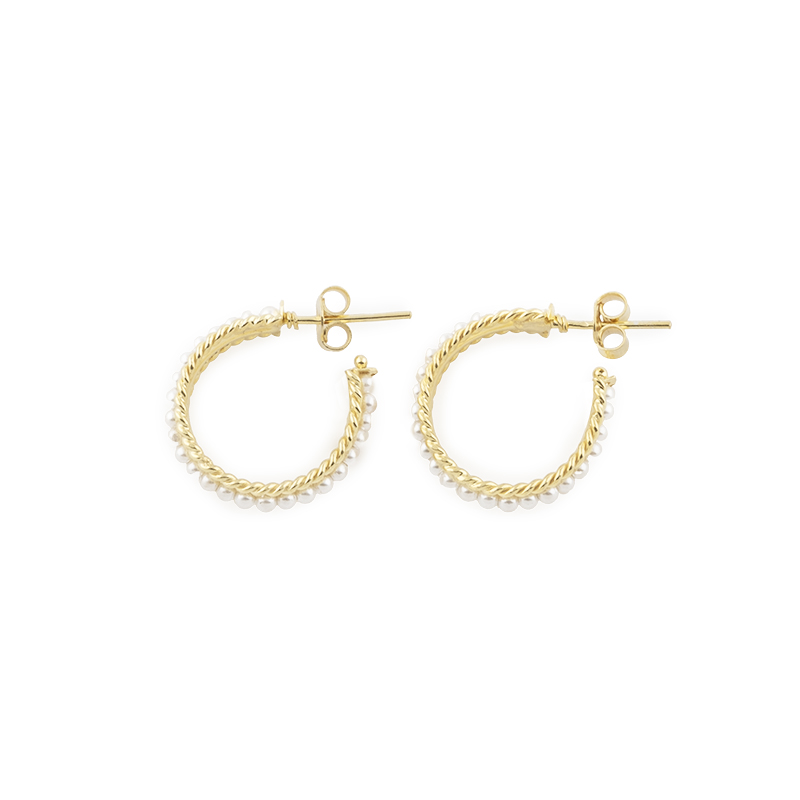367A Brincos prata dourada Mini Pearls (1.4) - Image 1