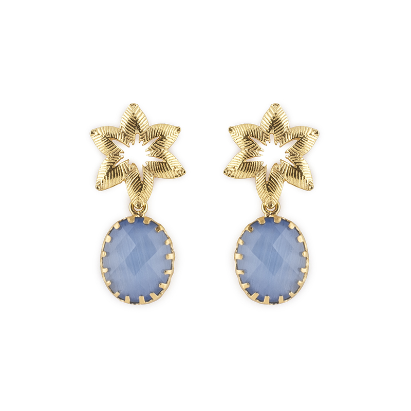 432_A Brincos prata dourada Star II (azul claro ) - Image 1