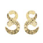 Brincos ondas em prata dourada Gold Pinus