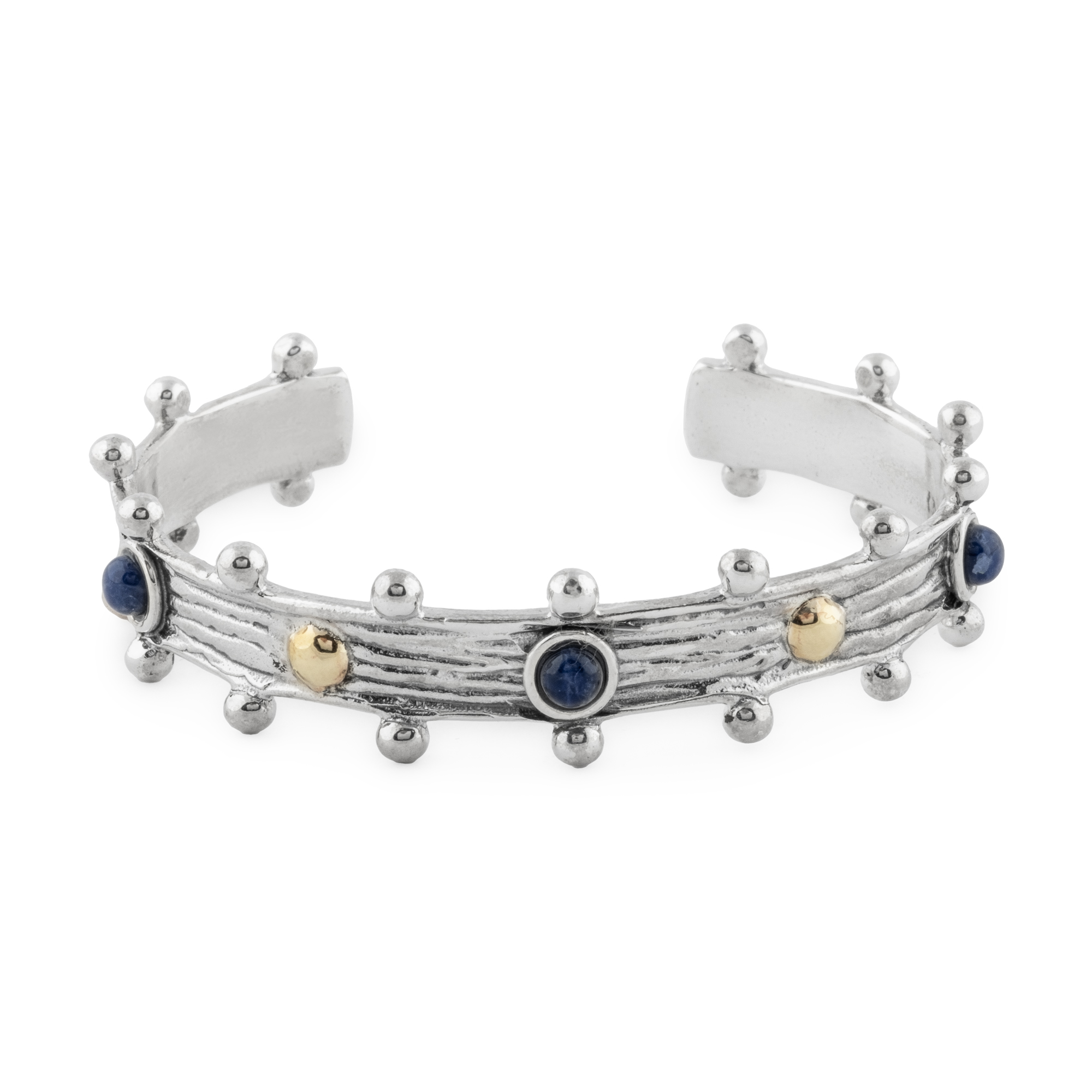 483 Pulseira prata oxidada, ouro 9kts e lapis lazuli - Image 1