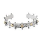 Pulseira prata oxidada, ouro 9kts e marfim vegetal