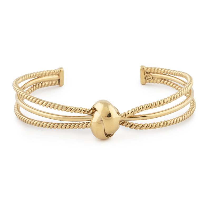 487_A Pulseira prata dourada Tripla e 2 alianças (Knot Collection) - Image 1