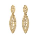 Brincos prata dourada Long Charm (Filigree Collection)