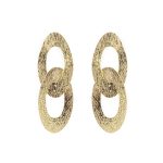 Brincos dupla elipse em prata dourada Gold Pinus