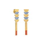 Brincos dourados longos vermelho com azul (Somni collection)