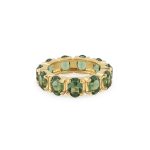 Anel em prata dourada e cristais verde peridoto (Daisy Collection)