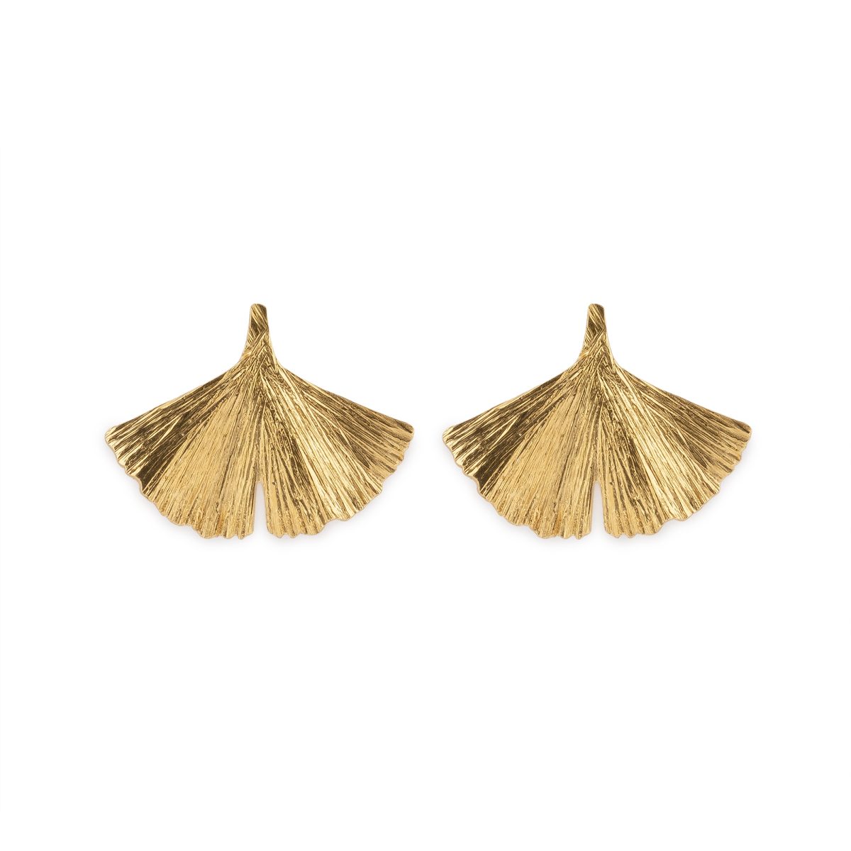 Brincos prata dourada Ginkgo Biloba (3,0cm) - Image 1