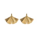 Brincos prata dourada Ginkgo Biloba (3,0cm)