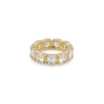 Anel em prata dourada e cristais brancos (Daisy Collection)