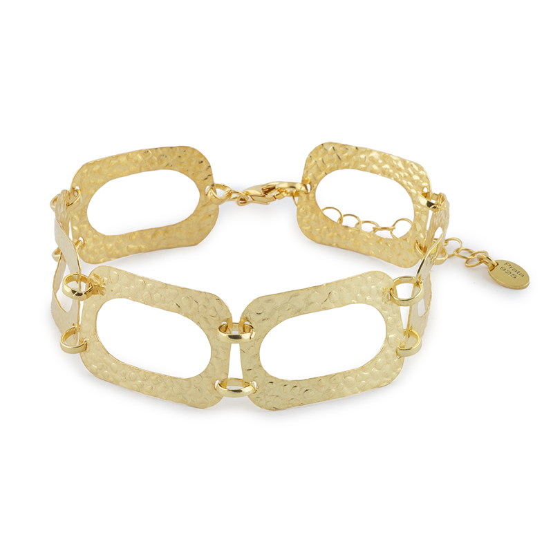 544_A Pulseira prata dourada Geometricos (Gold Pinus collection) - Image 1