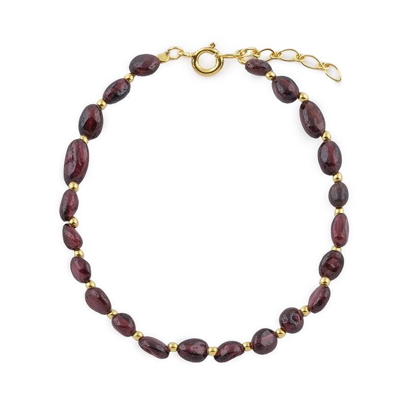 553_A Pulseira prata dourada com granadas (Gem Collection) - Image 1