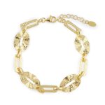 Pulseira prata dourada Misto de elos (Gold Pinus collection)