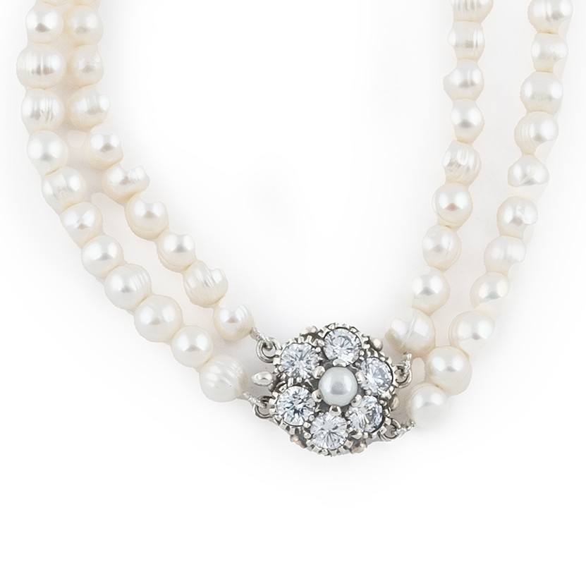 660 Colar de pérolas barrocas com fecho em prata oxidada (duplo) - Image 2