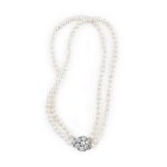 Colar de pérolas barrocas com fecho em prata oxidada (duplo)