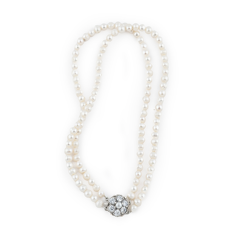 660_A Colar de pérolas barrocas com fecho em prata oxidada (duplo) - Image 1