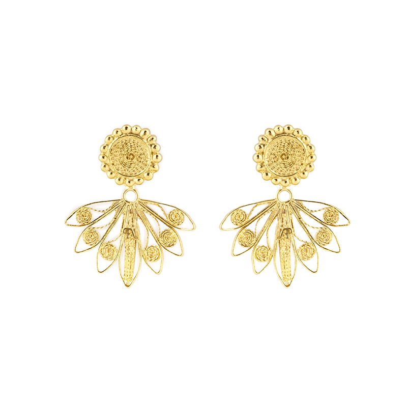 674_A Brincos prata dourada flor de Lotus (Filigree Collection) - Image 1
