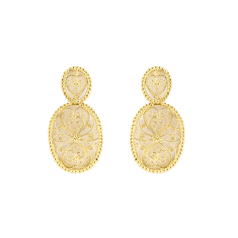 675_A Brincos prata dourada Royal (Filigree Collection) - Image 1