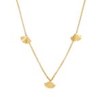 Fio com 3 pendentes Ginkgo Biloba em prata dourada (1.0)