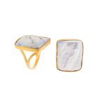 Anel prata dourada e perola barroca (Genuine collection)