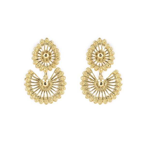 Brincos em prata dourada pavão (Gold Pinus Collection)