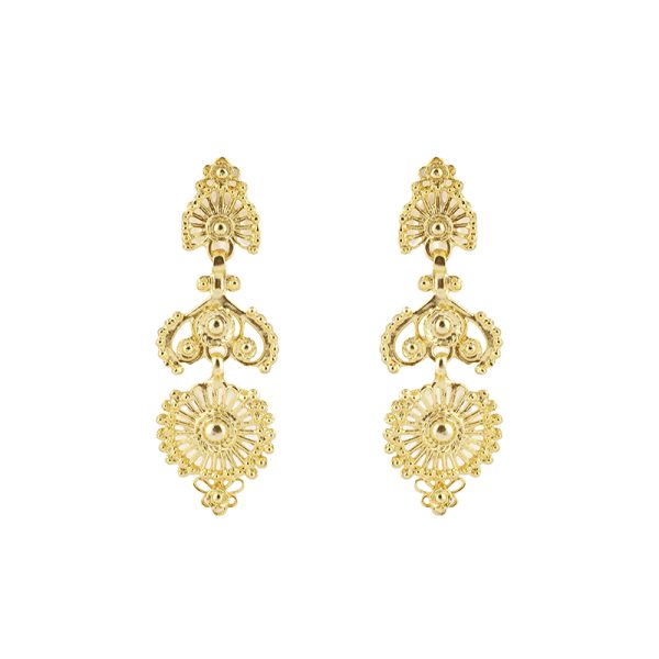 Brincos em prata dourada coroa (Gold Pinus Collection)