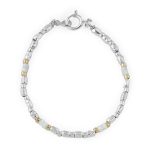 Pulseira pepitas prata oxidada e dourada (pedra lua)