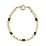 Pulseira pepitas prata dourada (olho de tigre tubo)