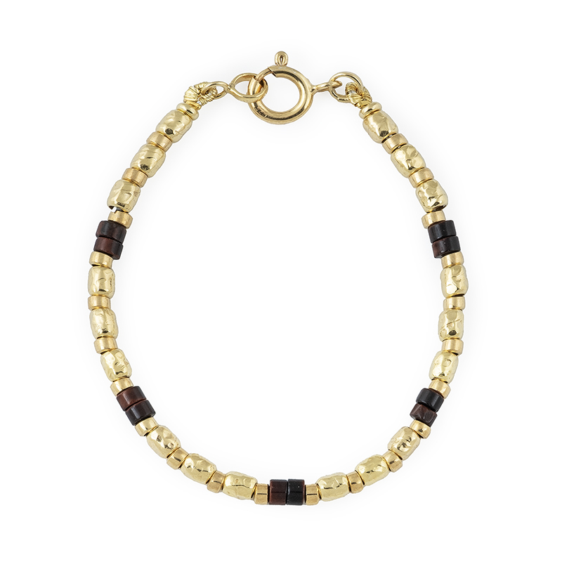 723_A Pulseira pepitas prata dourada (olho de tigre tubo) - Image 1