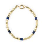 Pulseira pepitas prata dourada (lapis lazuli)