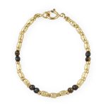 Pulseira pepitas prata dourada (olho de tigre)