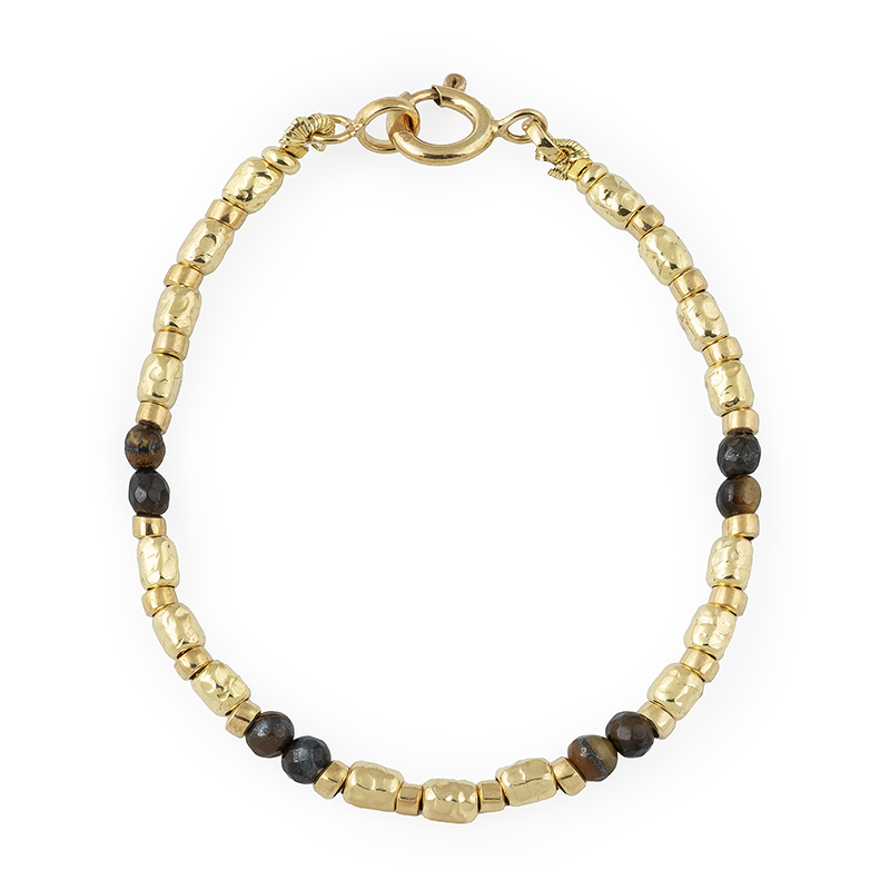 725_A Pulseira pepitas prata dourada (olho de tigre) - Image 1