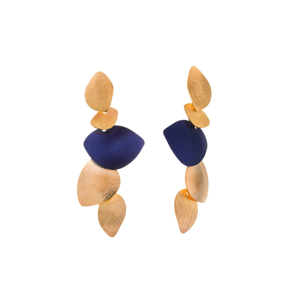 Brincos em prata dourada  irregulares roxo (Bamboo collection) - Image 1